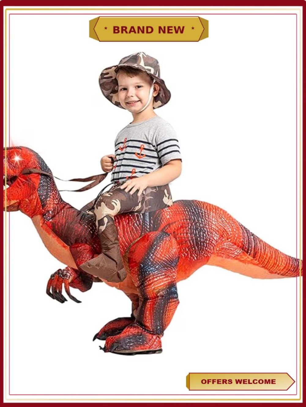 36 Inch Kids Inflatable Dinosaur Costume with Blower, Funny Blow Up Dino Suit
